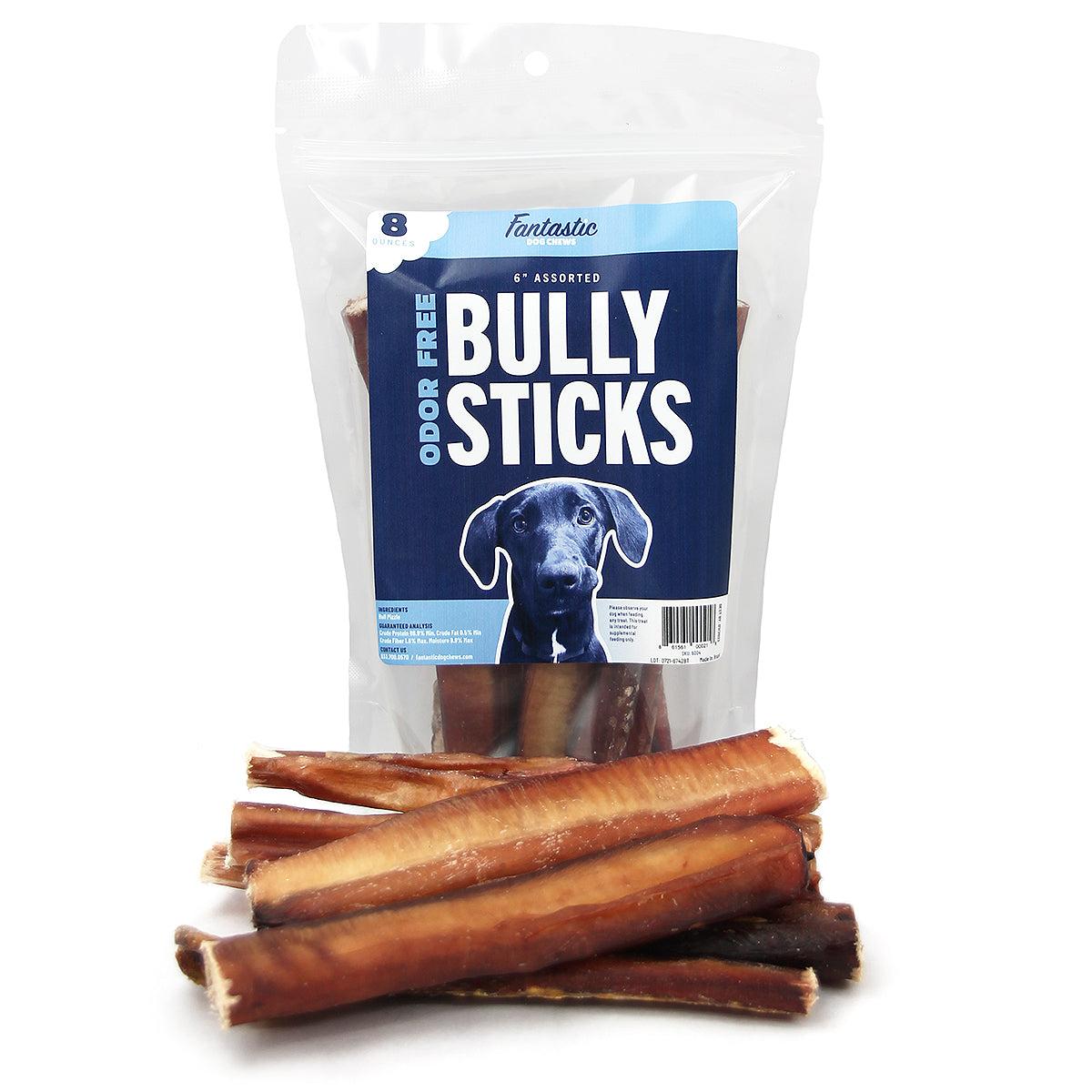 6" Odor Free Bully Sticks - 8 oz