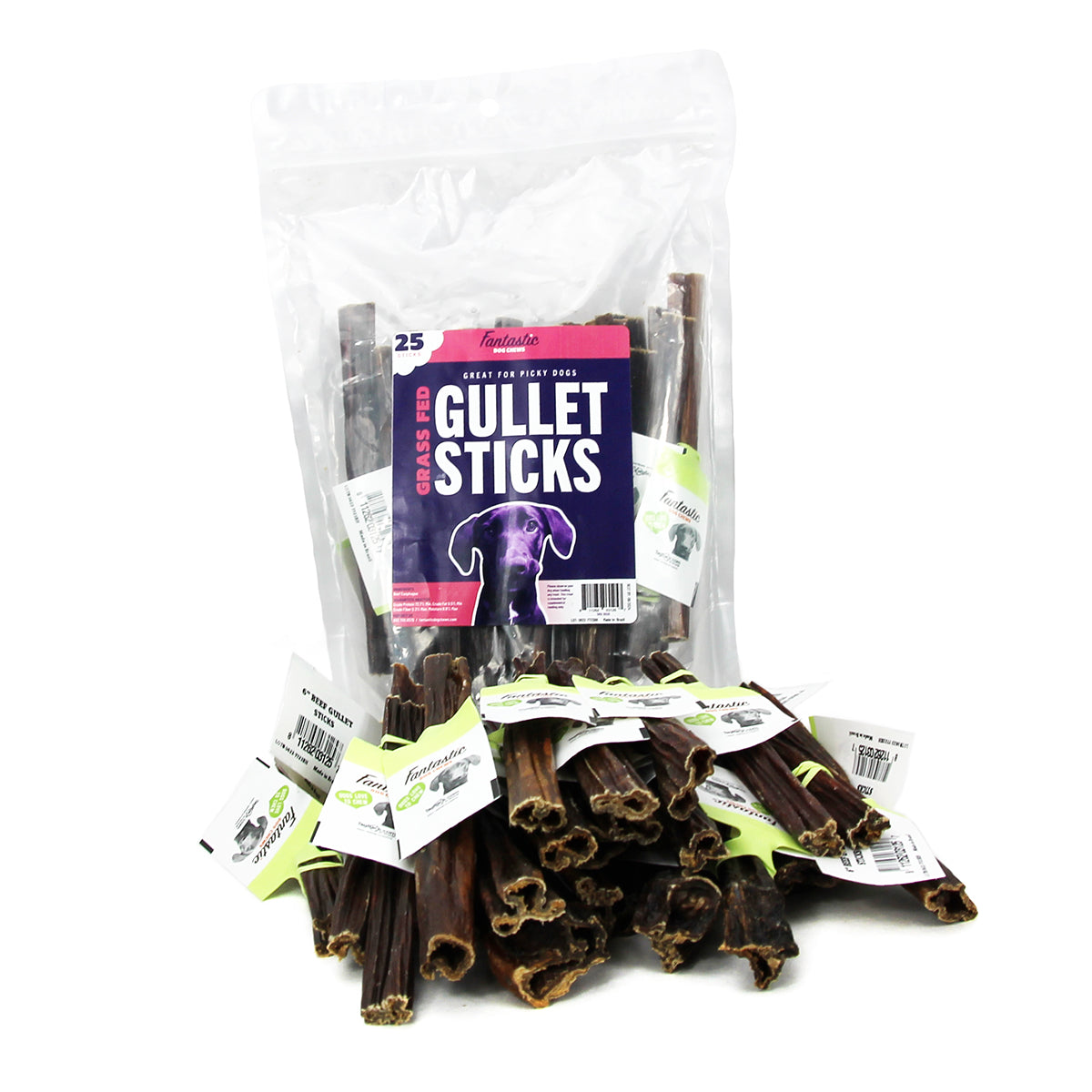 6" Beef Gullet Sticks - 25 Pack Bulk