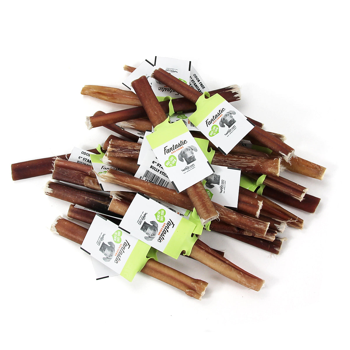 6" Standard Odor Free Bully Sticks - 25 Pack Bulk