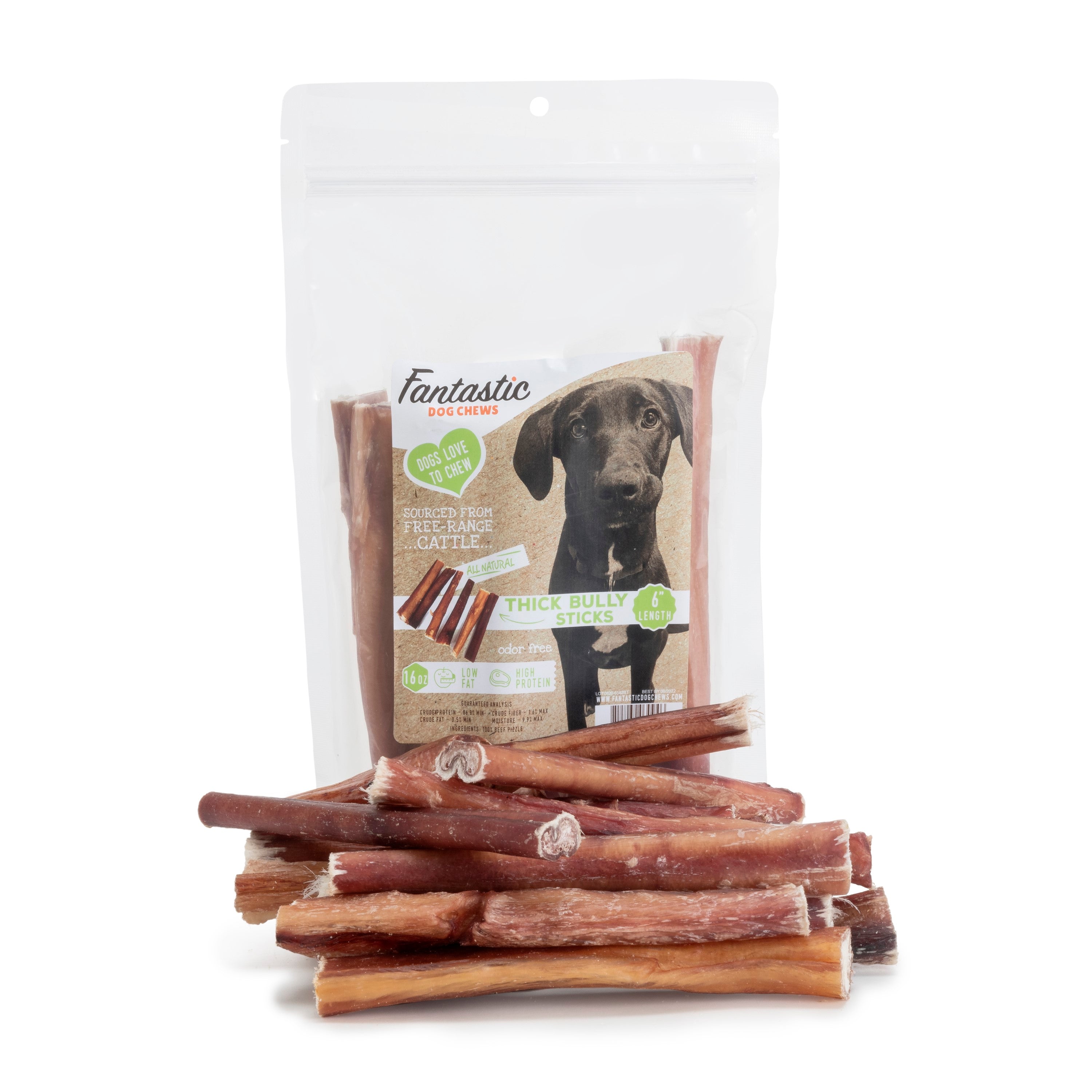 6" Thick Odor Free Bully Sticks - 16 oz