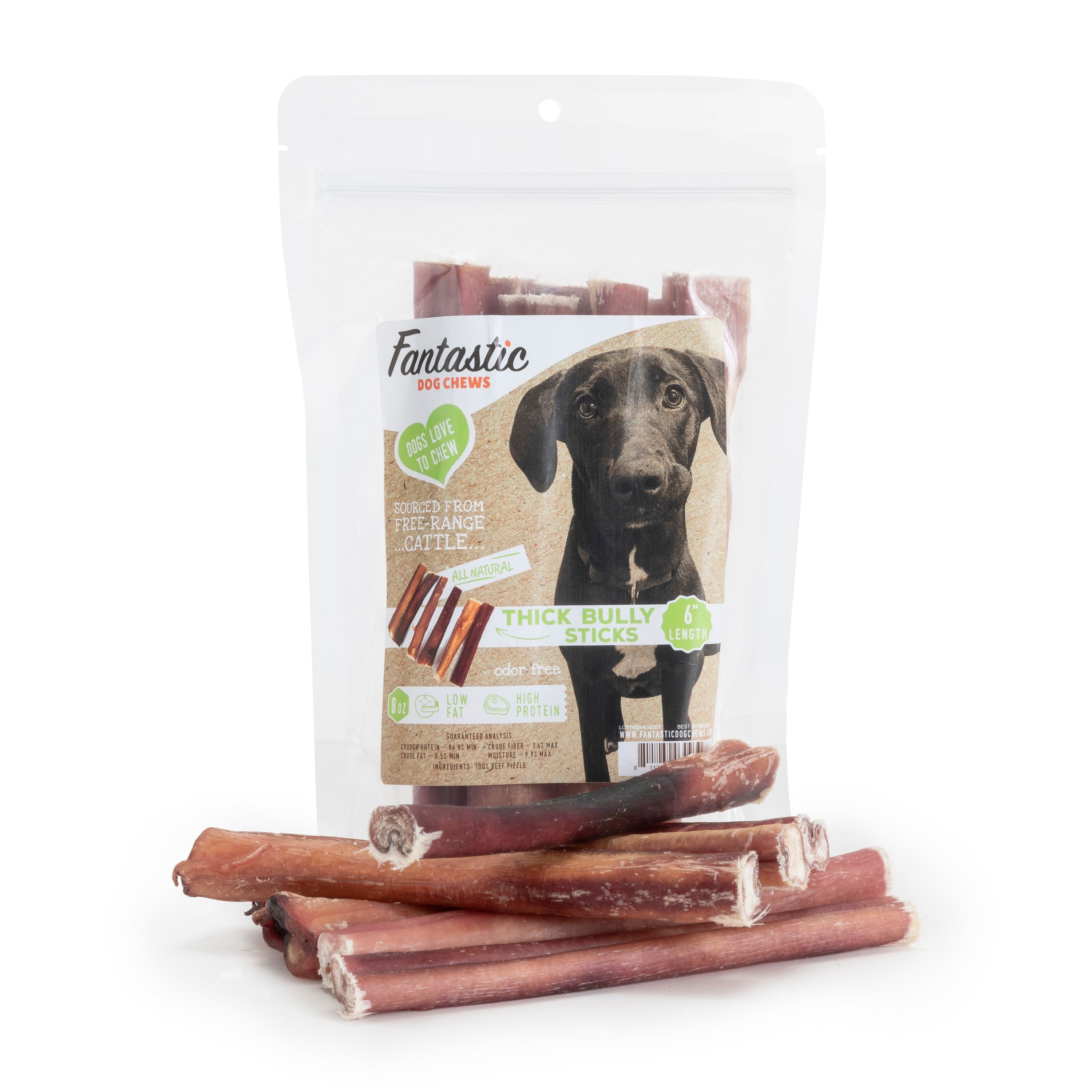 6" Thick Odor Free Bully Sticks - 8 oz