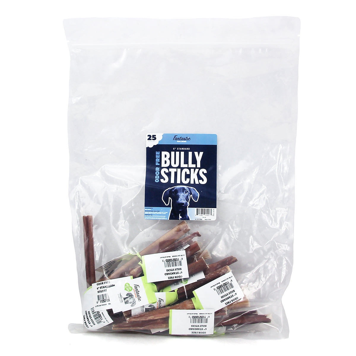 6" Standard Odor Free Bully Sticks - 25 Pack Bulk